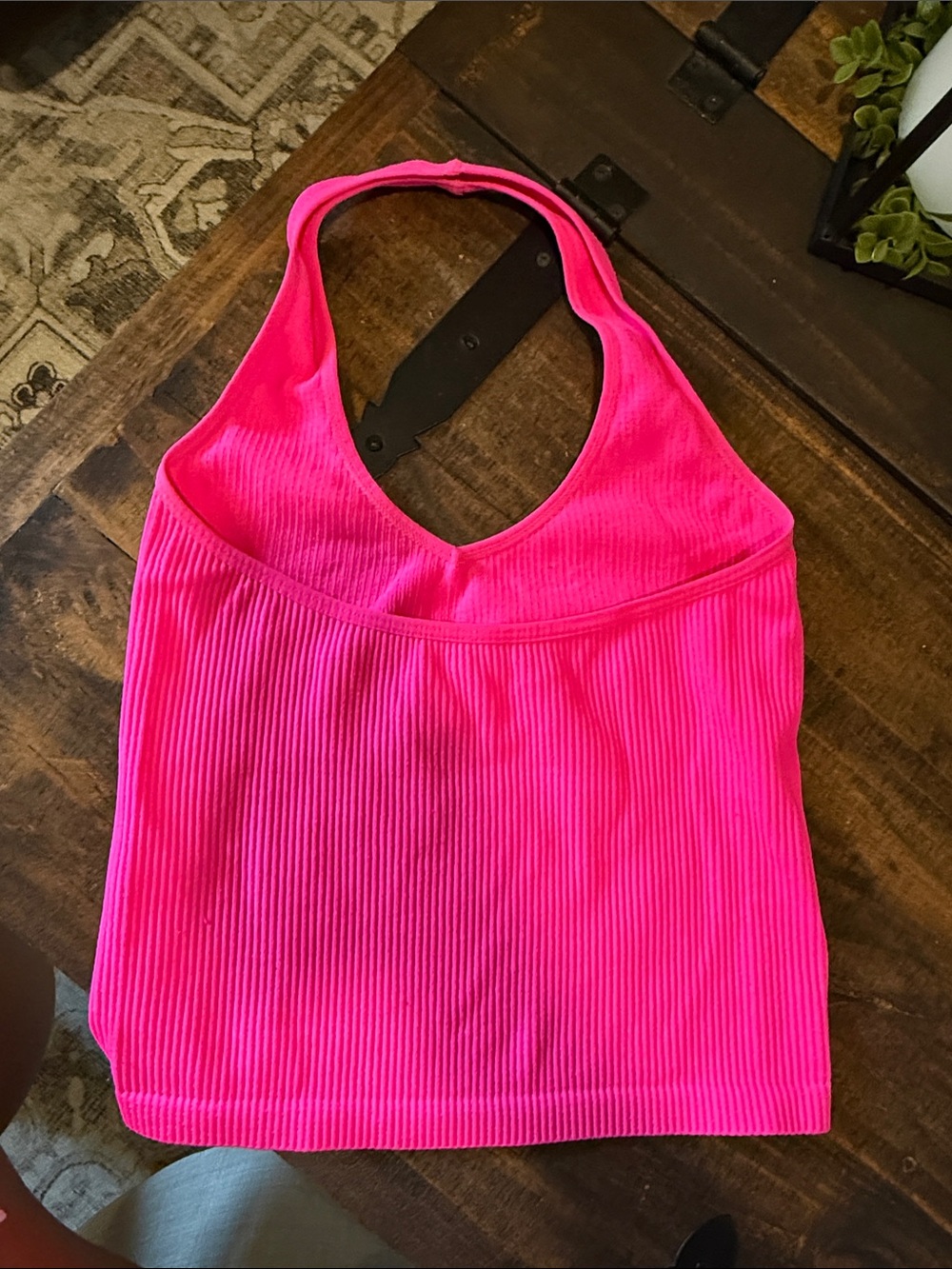 SD Collection Hot Pink Ribbed Halter Tank - Picture 3 of 3